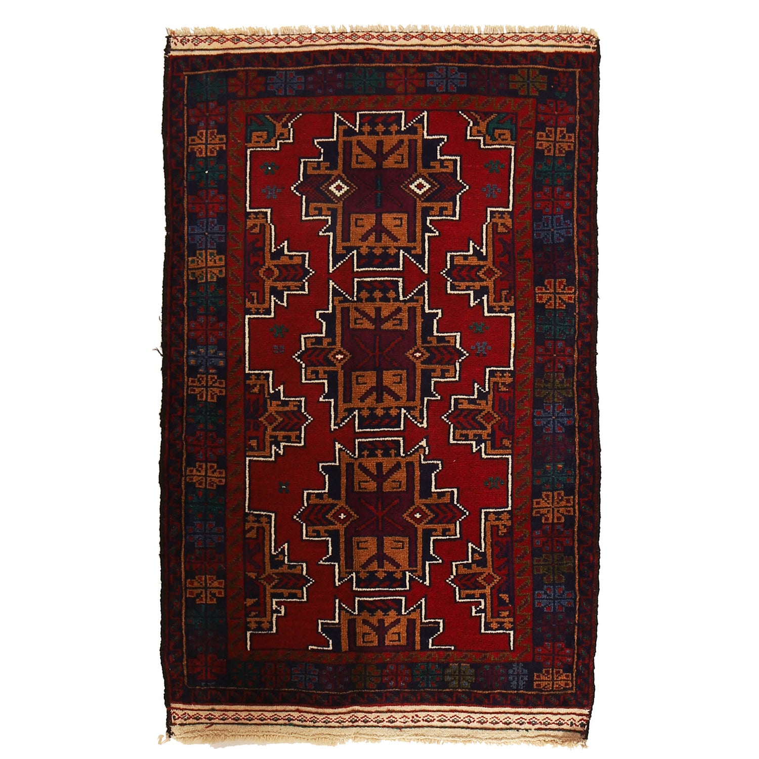 Baluchi Rug Handmade Multi Geometric 3x5 ft