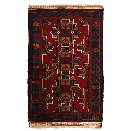 Baluchi Rug Handmade Multi Geometric 3x5 ft