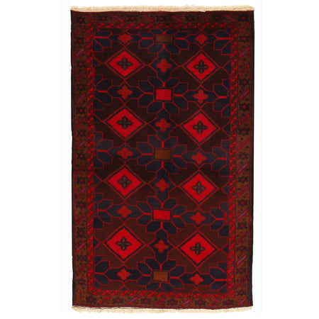 Baluchi Rug Handmade Multi Geometric 3x5 ft