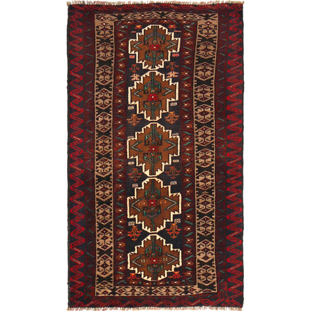 Baluchi Rug Handmade Multi Geometric 3x5 ft