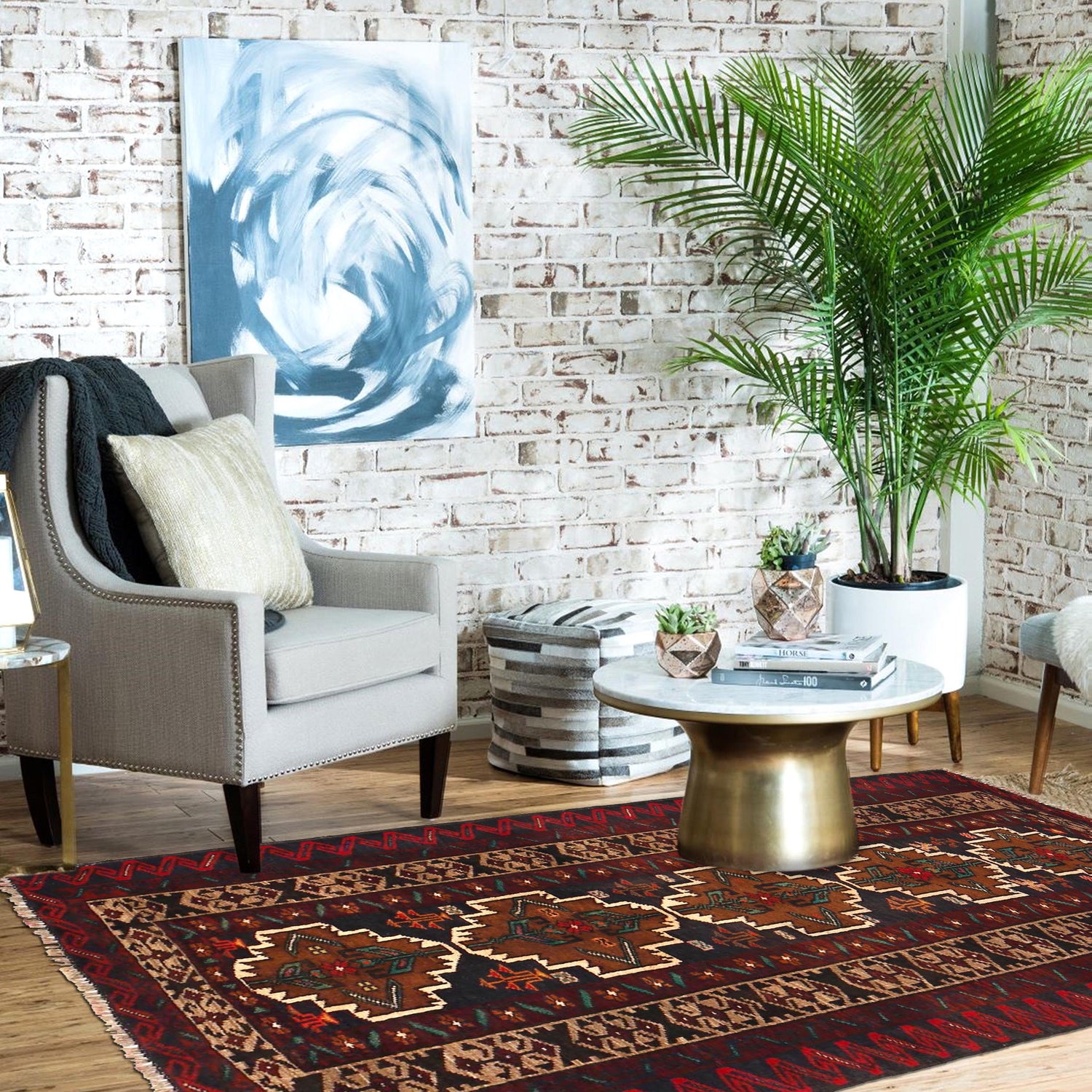 Baluchi Rug Handmade Multi Geometric 3x5 ft