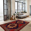 Baluchi Rug Handmade Blue Geometric 4x7 ft