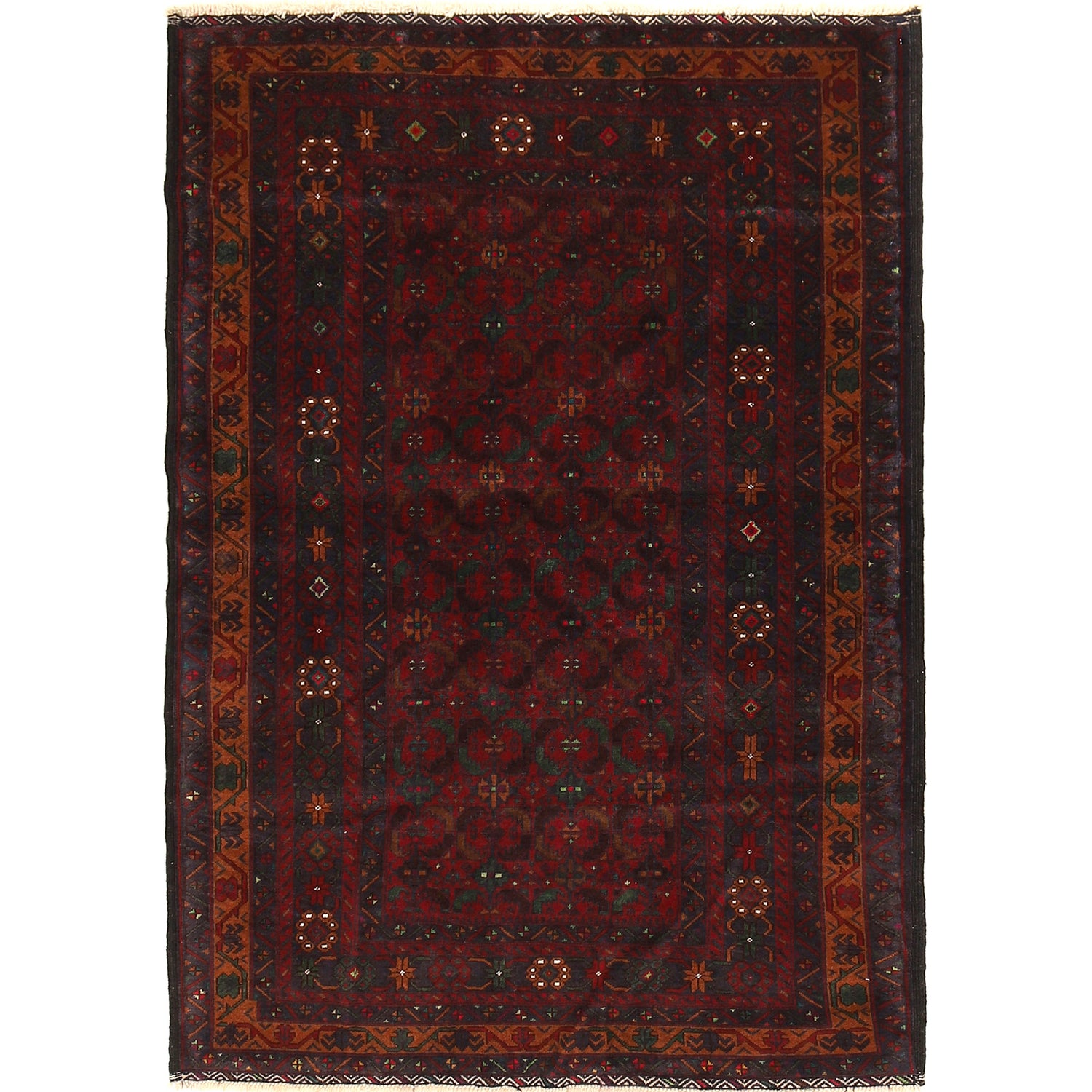 Baluchi Rug Handmade Multi Geometric 4x6 ft