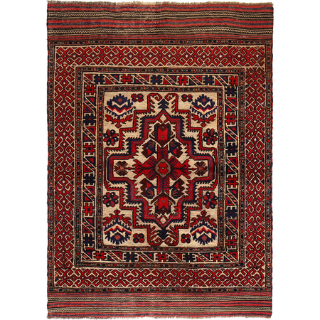 Barjasta Area Rug Handmade Beige Floral 4x6 ft