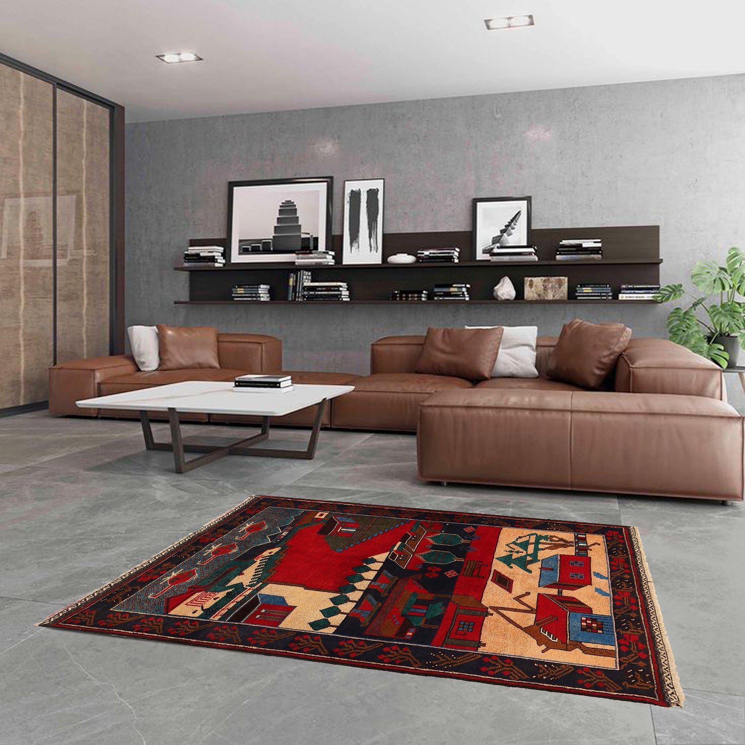 Pictorial Rug Handmade Multi Design