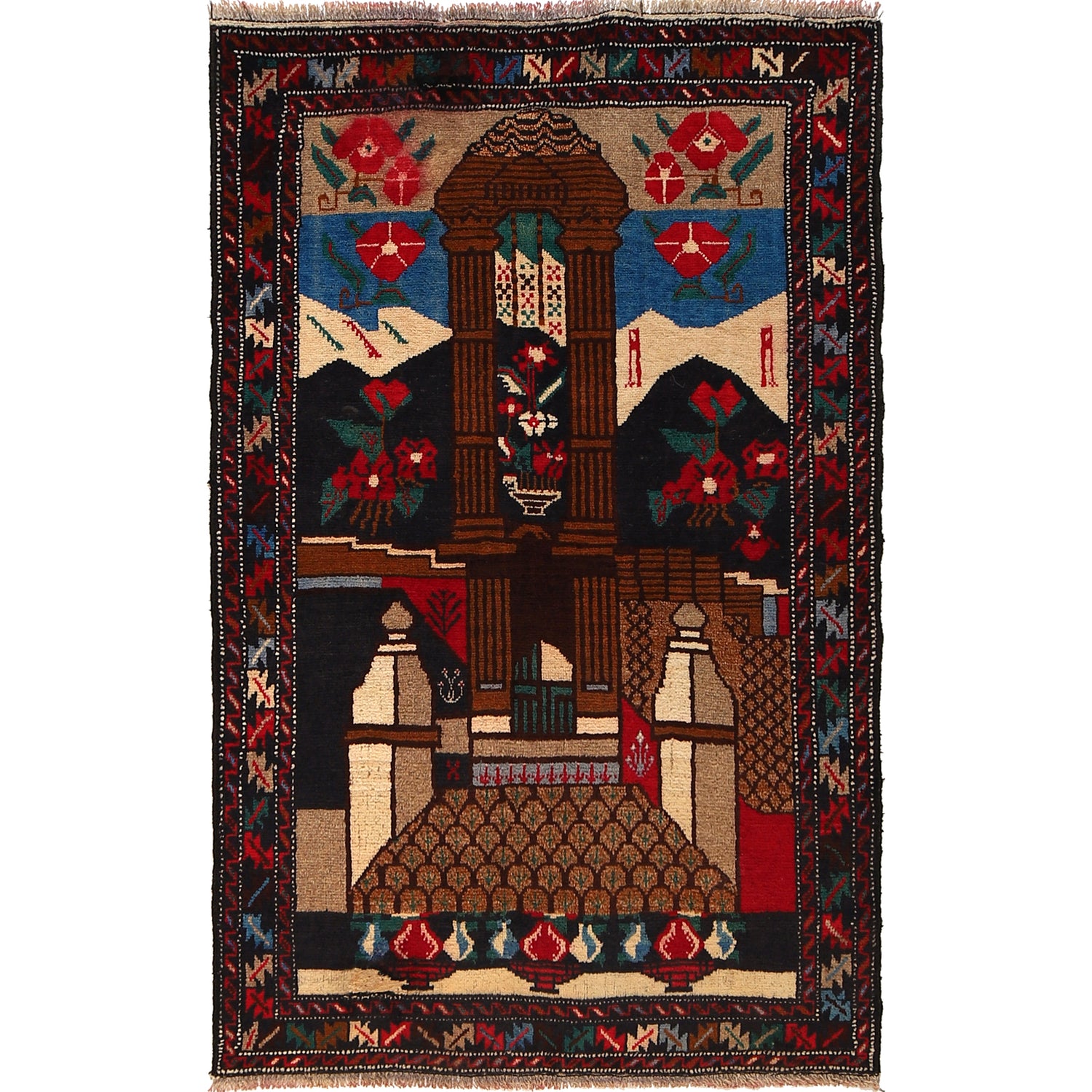 Pictorial Rug Handmade Multi Design