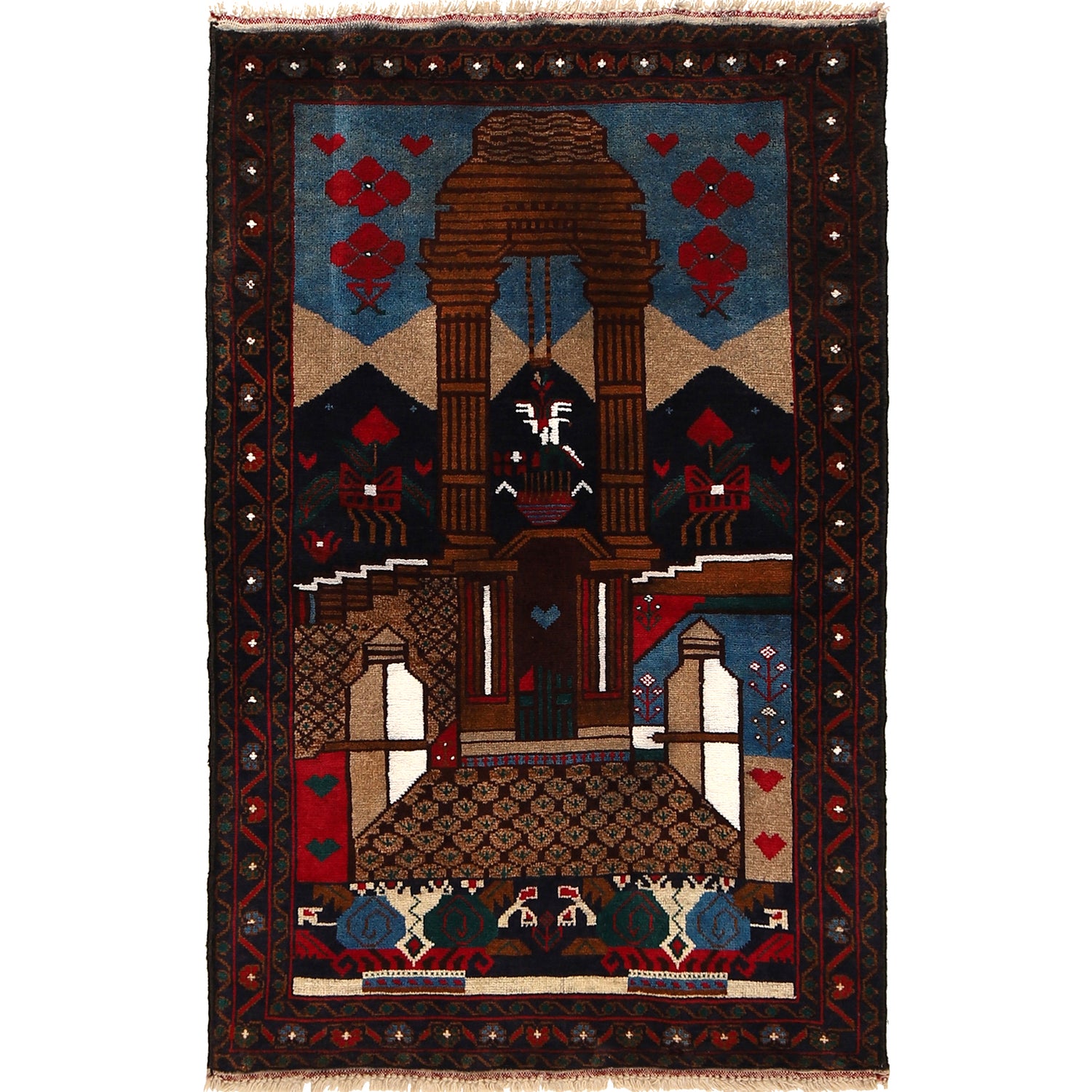 Pictorial Rug Handmade Multi Design