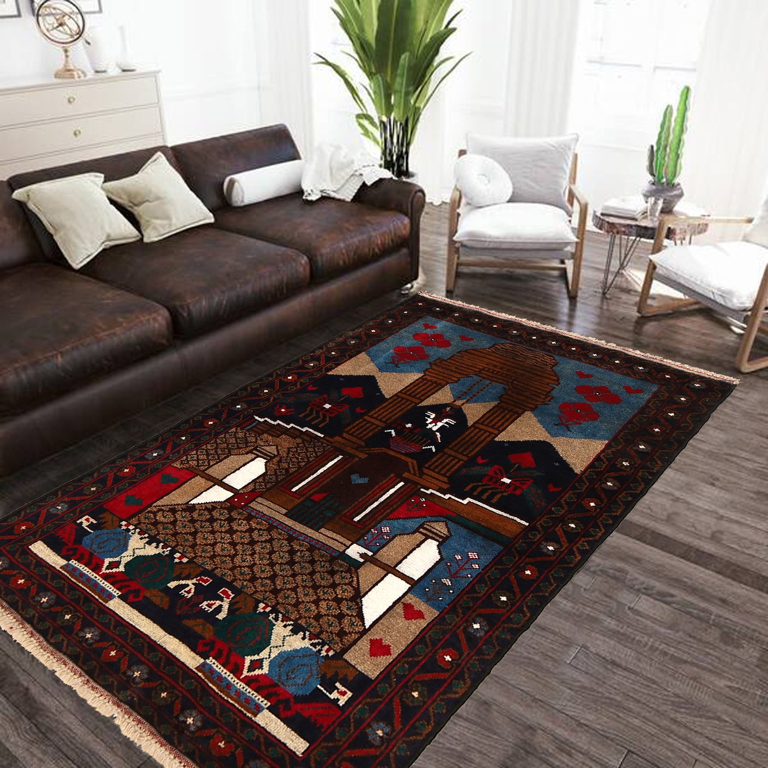 Pictorial Rug Handmade Multi Design