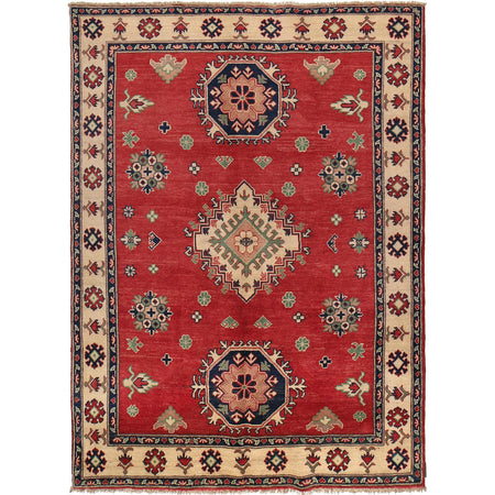 Kazak Rug Handmade Red Medallion 4x7 ft