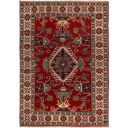Kazak Rug Handmade Red Medallion 3x5 ft