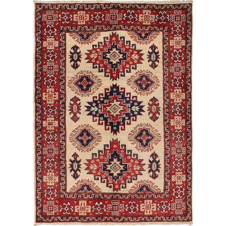 Kazak Rug Handmade Ivory Medallion 3x5 ft