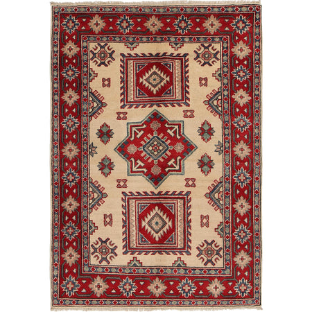 Kazak Rug Handmade Ivory Medallion 3x5 ft