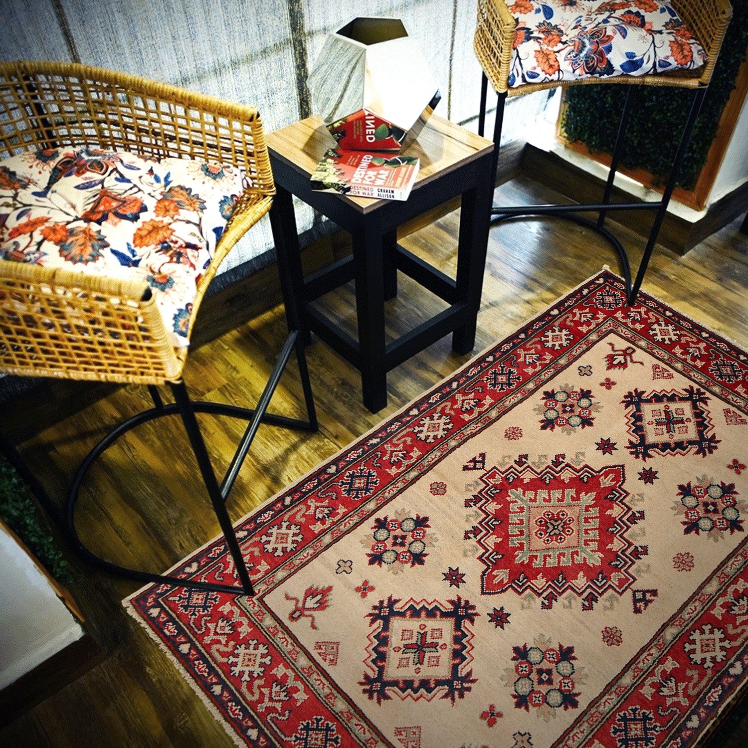 Kazak Rug Handmade Ivory Medallion 3x5 ft