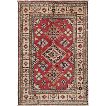 Kazak Rug Handmade Red Medallion 3x5 ft