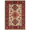 Kazak Rug Handmade Ivory Medallion 2x4 ft