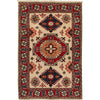 Kazak Rug Handmade Ivory Medallion 2x4 ft
