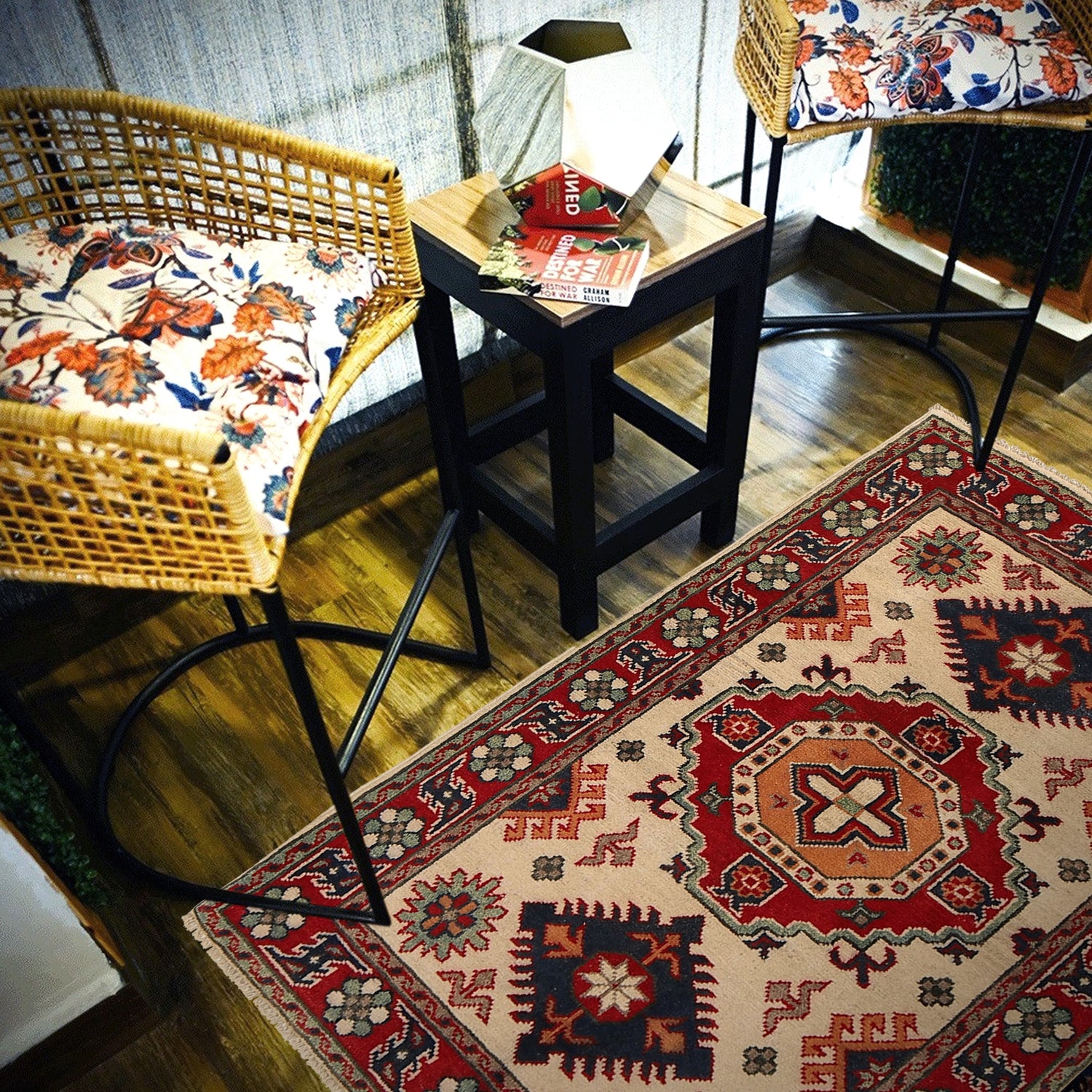 Kazak Rug Handmade Ivory Medallion 2x4 ft