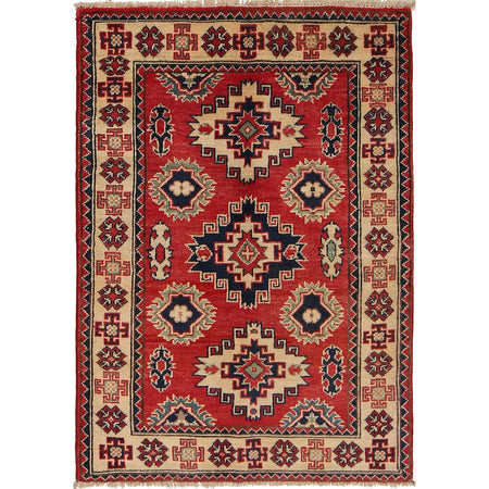 Kazak Rug Handmade Red Medallion 2x4 ft