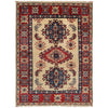 Kazak Rug Handmade Ivory Medallion 2x4 ft