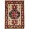 Kazak Rug Handmade Ivory Medallion 2x4 ft