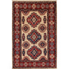Kazak Rug Handmade Ivory Medallion 2x4 ft