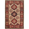 Kazak Rug Handmade Ivory Medallion 2x4 ft