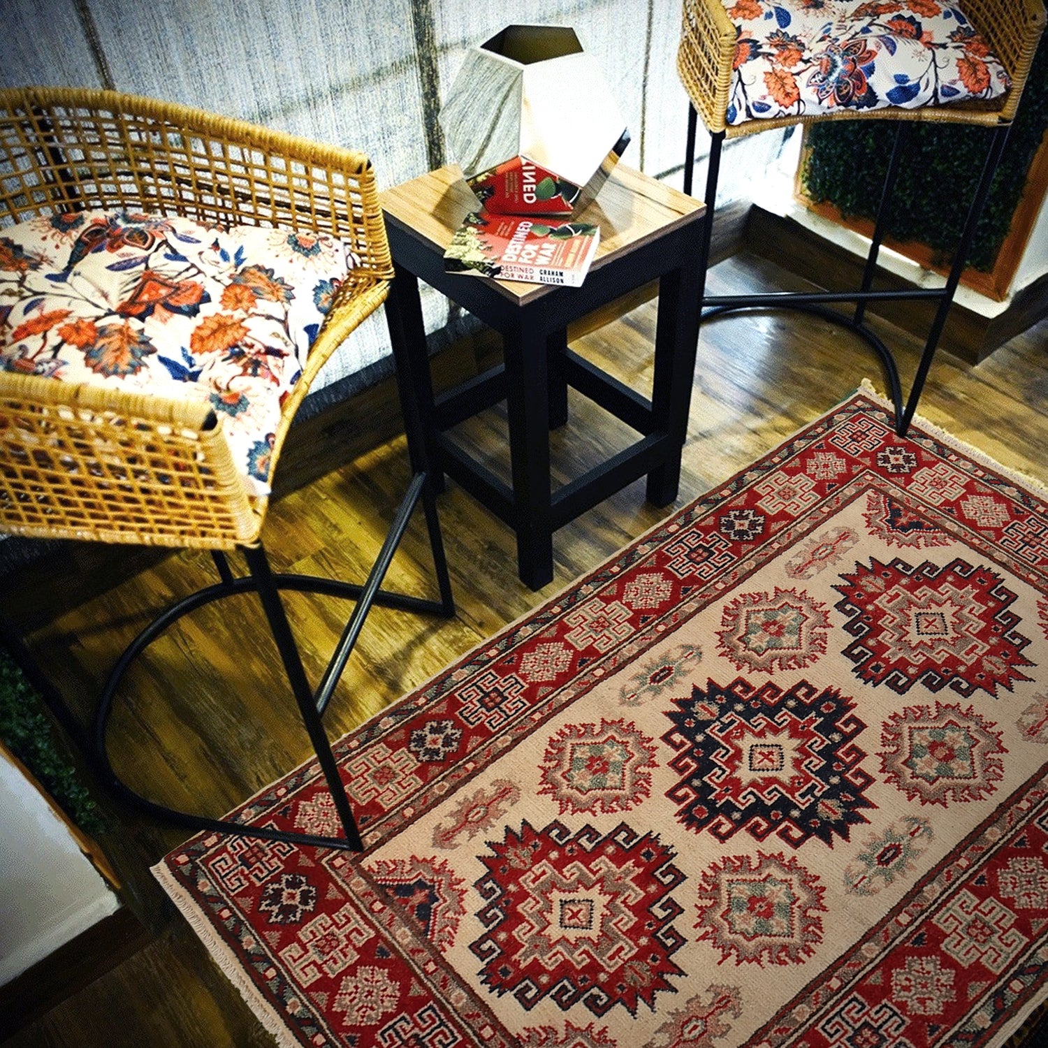 Kazak Rug Handmade Ivory Medallion 2x4 ft