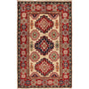 Kazak Rug Handmade Ivory Medallion 2x4 ft