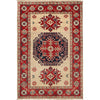 Kazak Rug Handmade Ivory Medallion 2x4 ft