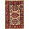 Kazak Rug Handmade Ivory Medallion 2x4 ft