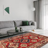 Kazak Rug Handmade Red Medallion 2x4 ft