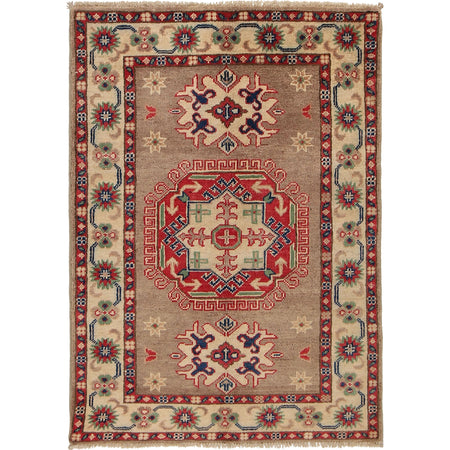 Kazak Rug Handmade Gray Medallion 2x4 ft