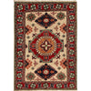 Kazak Rug Handmade Ivory Medallion 2x4 ft