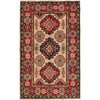 Kazak Rug Handmade Ivory Medallion 2x4 ft