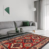 Kazak Rug Handmade Red Medallion 2x4 ft