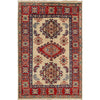 Kazak Rug Handmade Ivory Medallion 2x4 ft