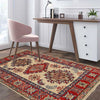 Kazak Rug Handmade Ivory Medallion 2x4 ft