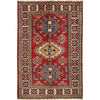 Kazak Rug Handmade Red Medallion 2x4 ft