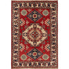 Kazak Rug Handmade Red Medallion 2x4 ft