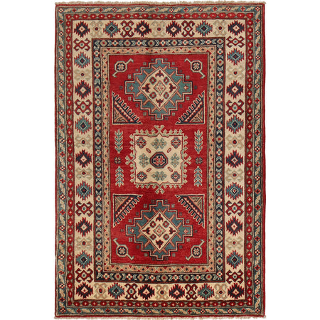 Kazak Rug Handmade Red Medallion 3x5 ft