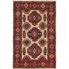 Kazak Rug Handmade Ivory Medallion 2x4 ft