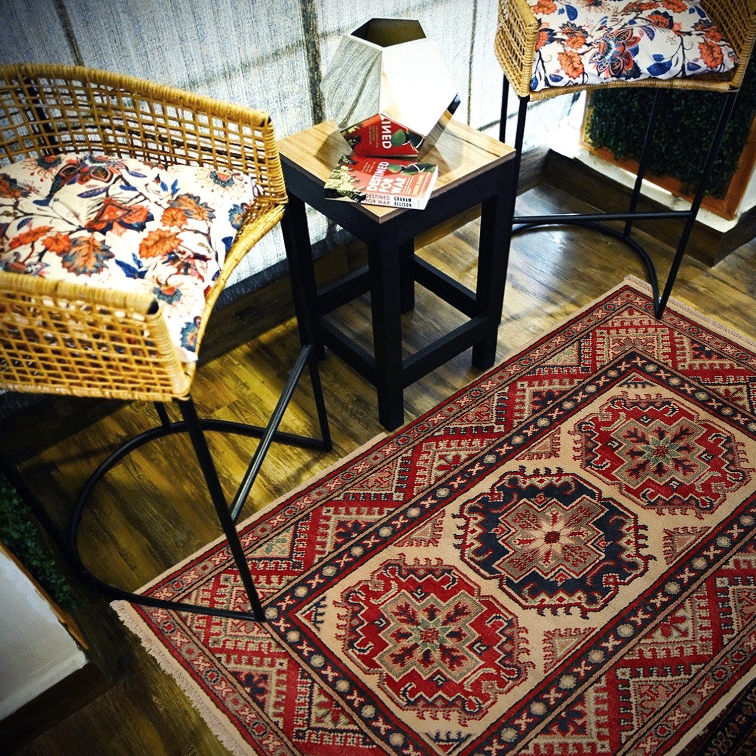 Kazak Rug Handmade Ivory Medallion 2x4 ft