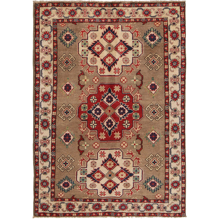 Kazak Rug Handmade Gray Medallion 3x5 ft