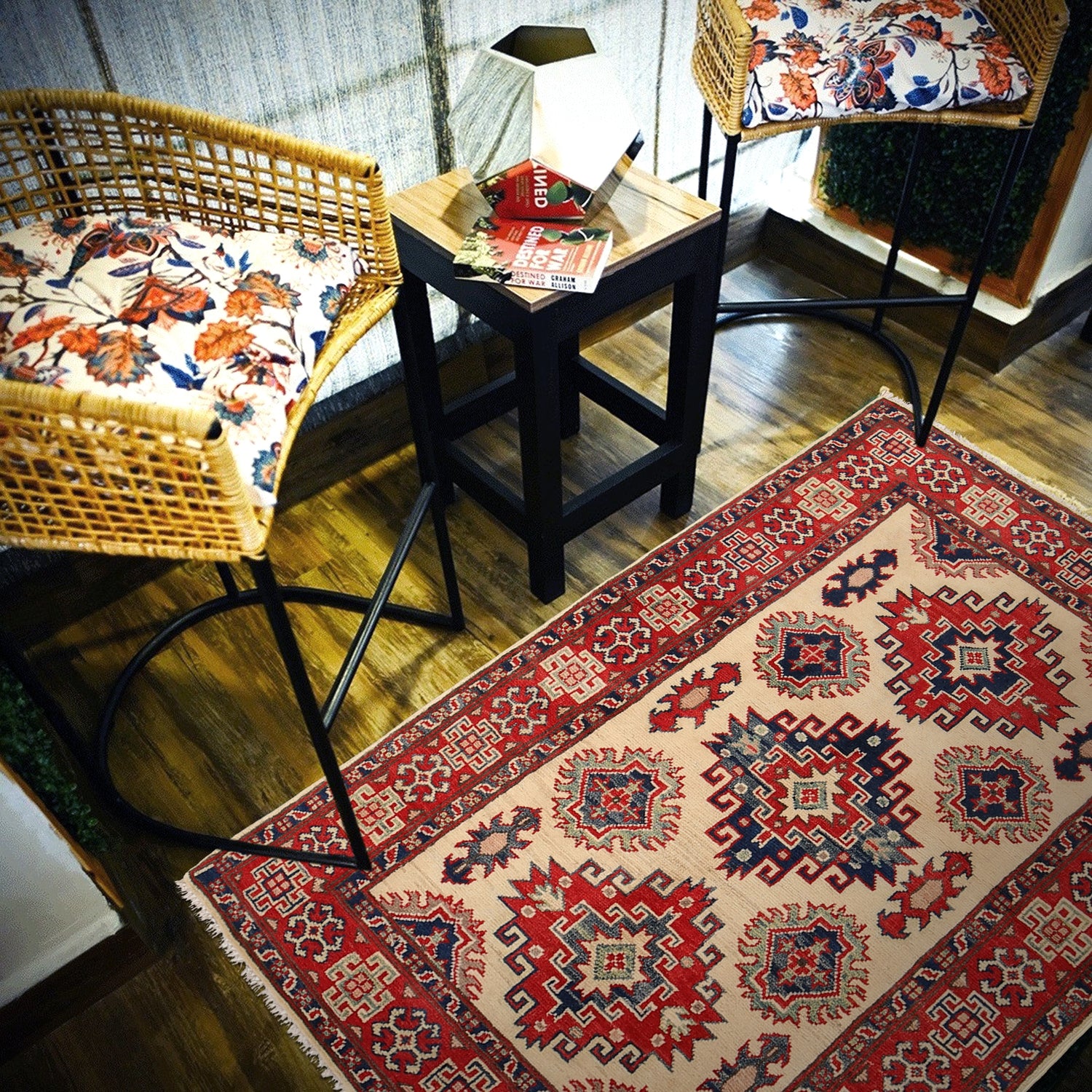 Kazak Rug Handmade Ivory Medallion 3x5 ft