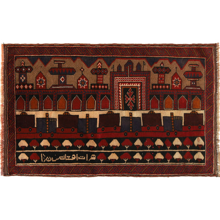 Pictorial Rug Handmade Multi Design