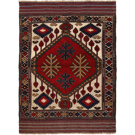 Barjasta Area Rug Handmade Beige Floral 4x6 ft