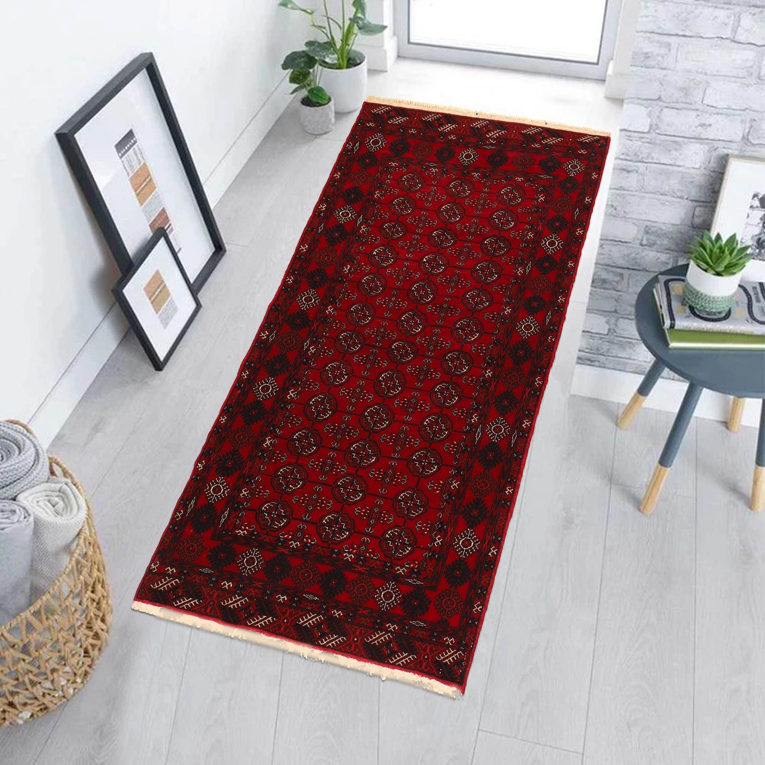 Bokhara Rug Handmade Vibrant Red Medallion 6' Runner