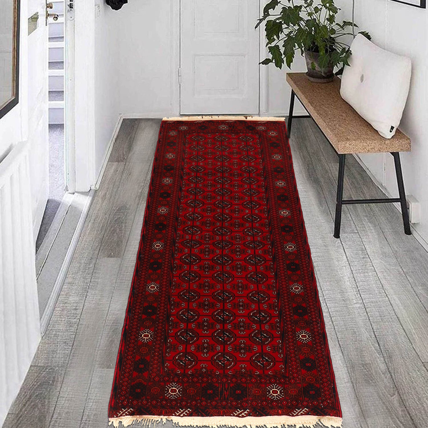 Bokhara Rug Handmade Vibrant Red Medallion 6' Runner