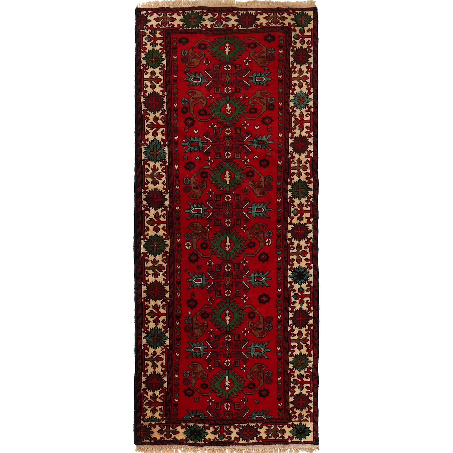 Bokhara Rug Handmade Vibrant Red Medallion 6' Runner