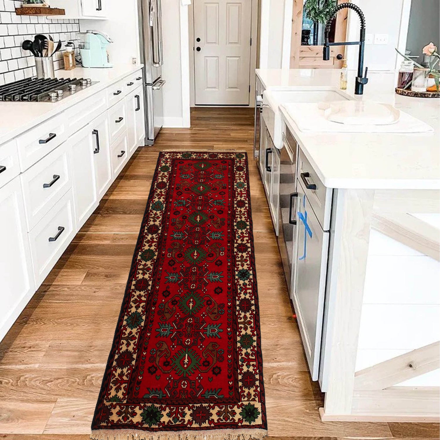 Bokhara Rug Handmade Vibrant Red Medallion 6' Runner